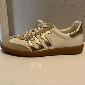 White and Gold Sneakers